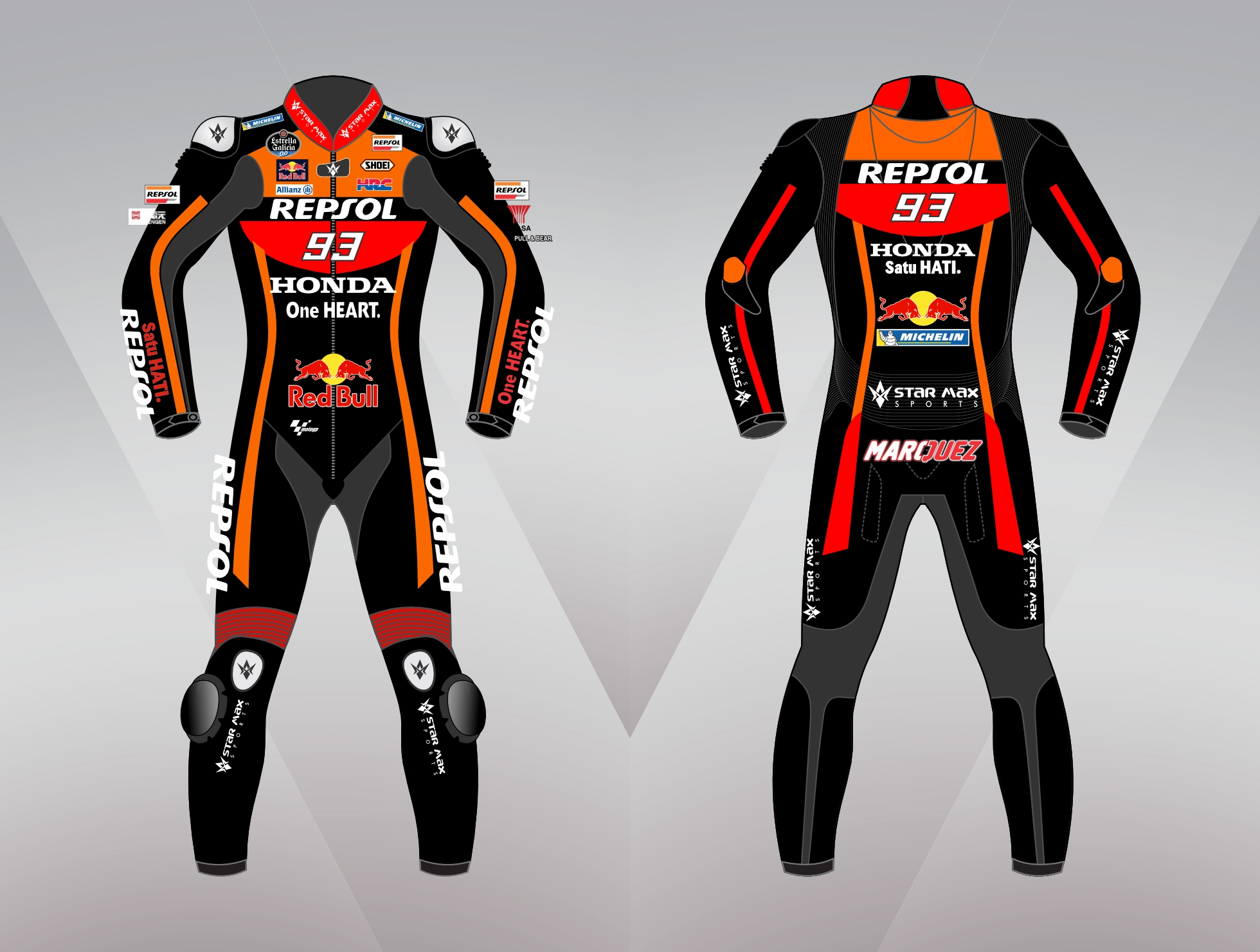 Motogp honda one heart leather racing suit..