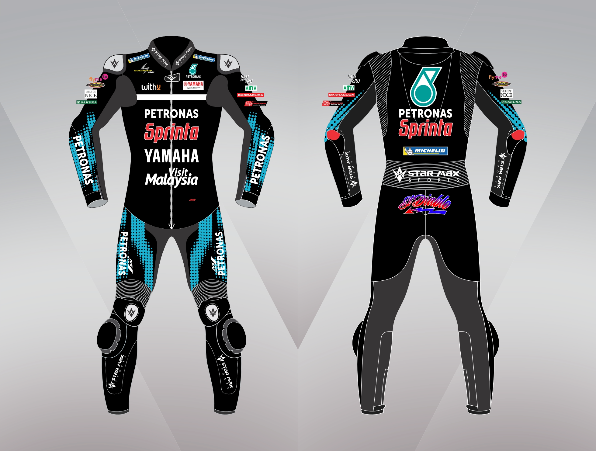 Motogp petronas sprinta eldiablo leather racing suit —