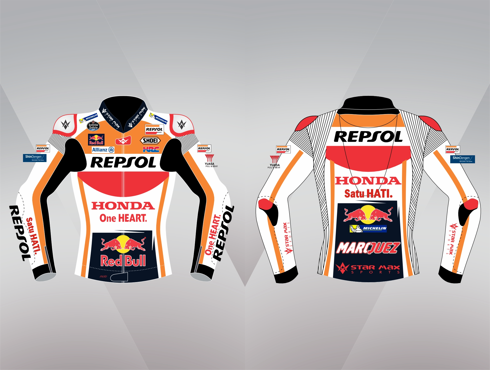 Motogp repsol honda marquez leather racing jacket–