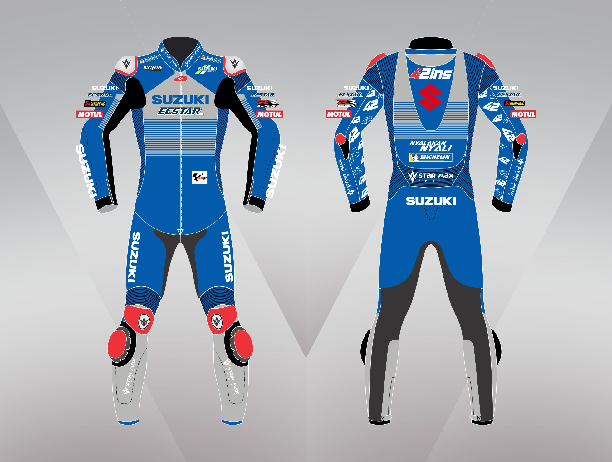 Motogp suzuki ecstar leather racing suit..