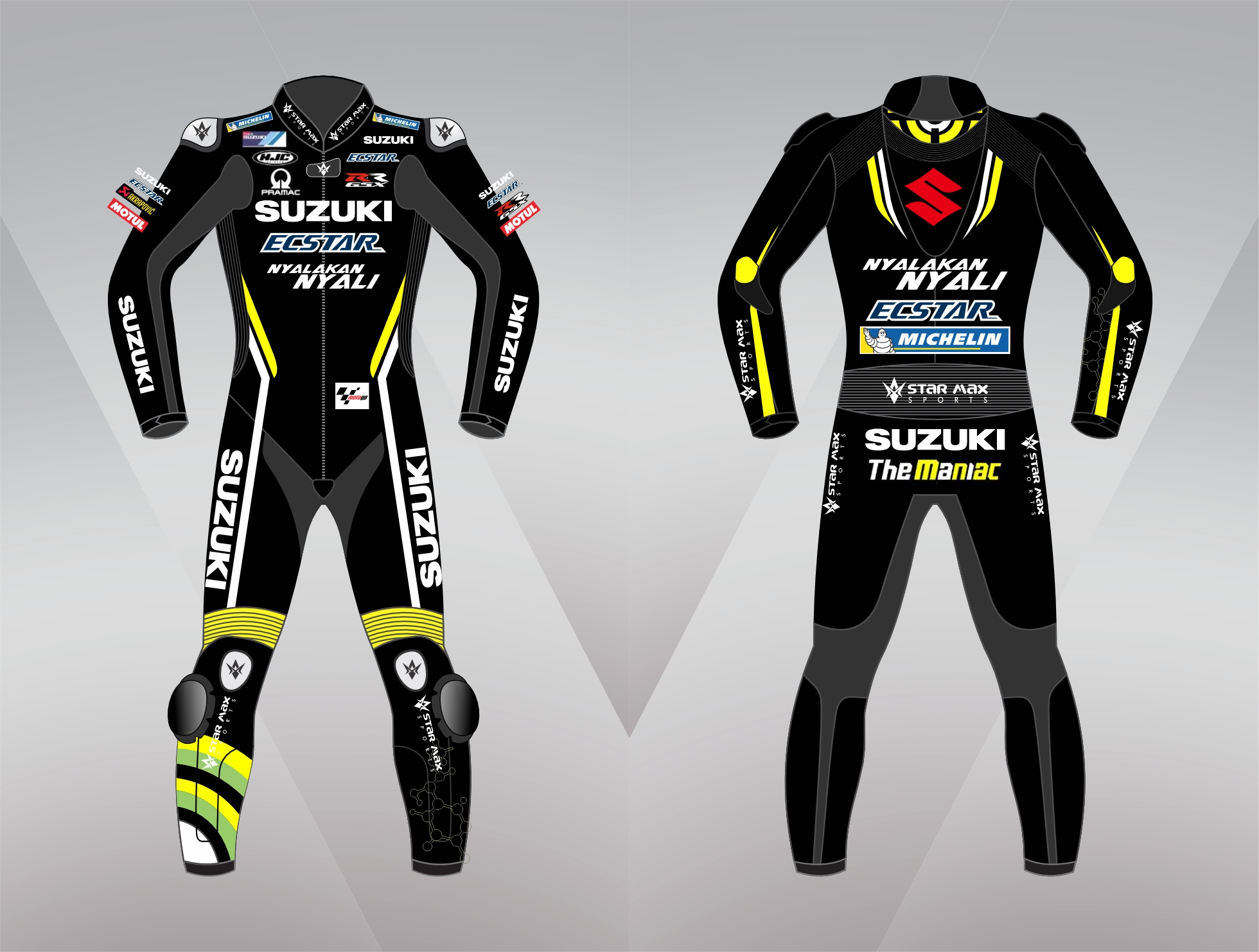 Motogp suzuki ecstar maniac leather racing suit,,