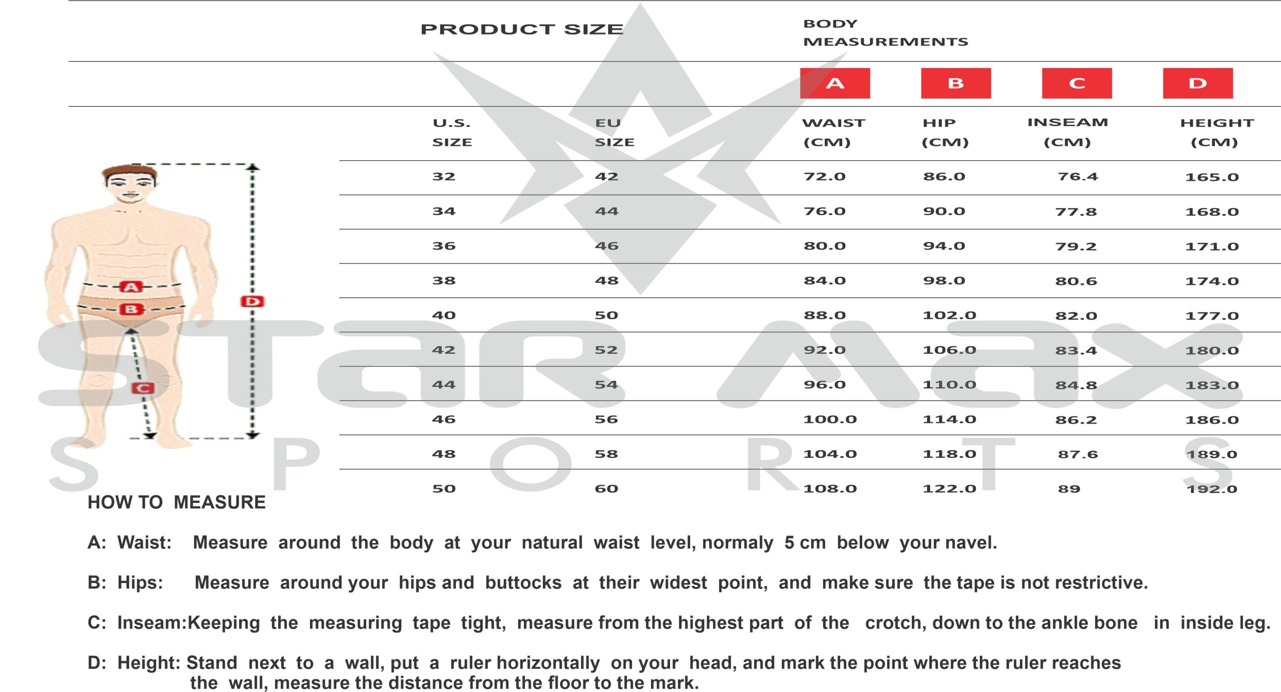 Pant men centimeter scaled