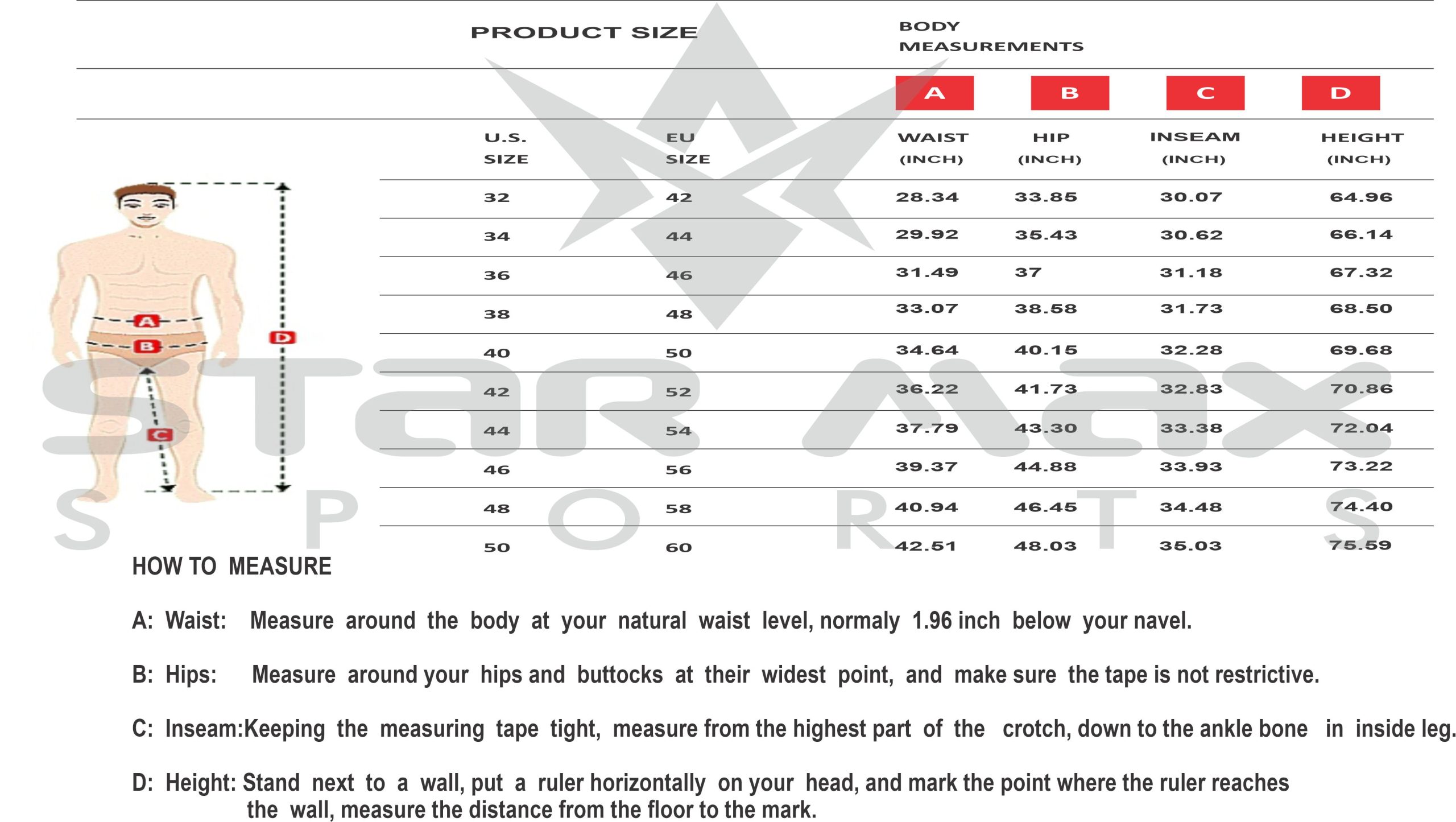 Pant men inches scaled