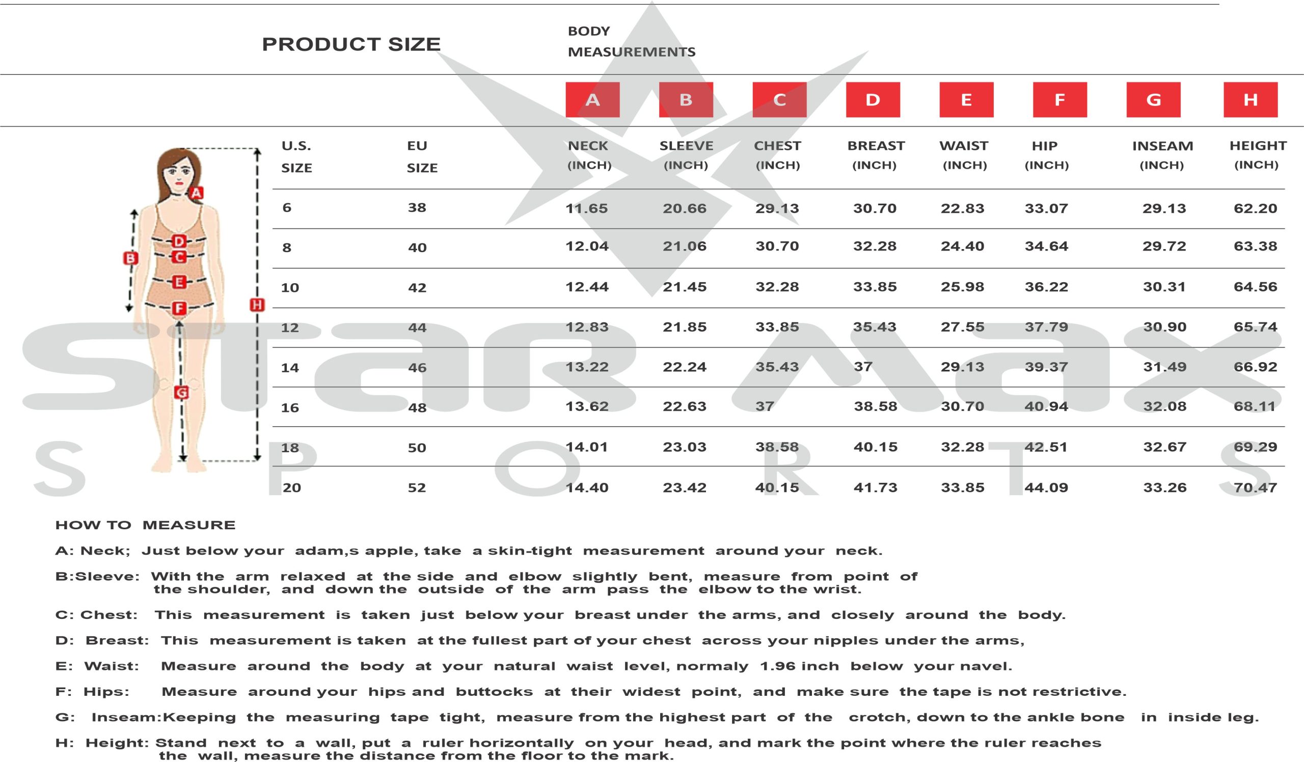 Suit women inches scaled