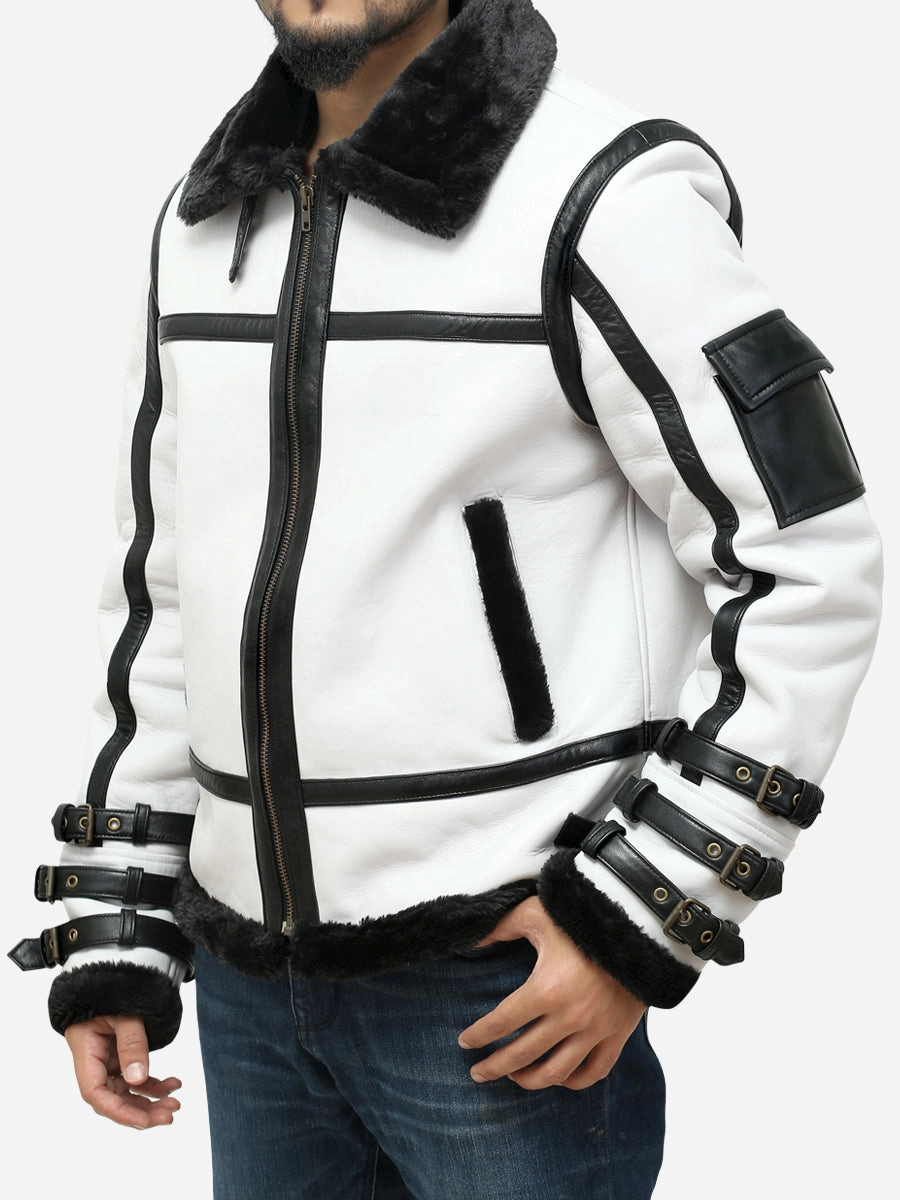 Star max sports avox white leather bomber jacket,. ,. ,.