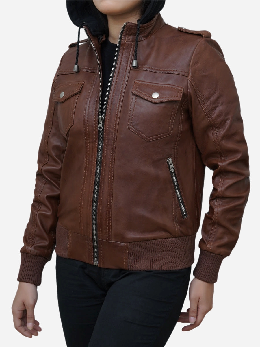 Star max sports calva brown bomber leather jacket,,,,