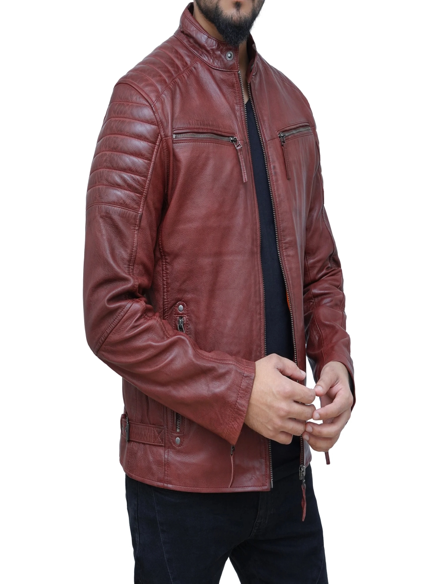 Star max sports hush cafe maroon racer leather jacket,,. ,. ,.