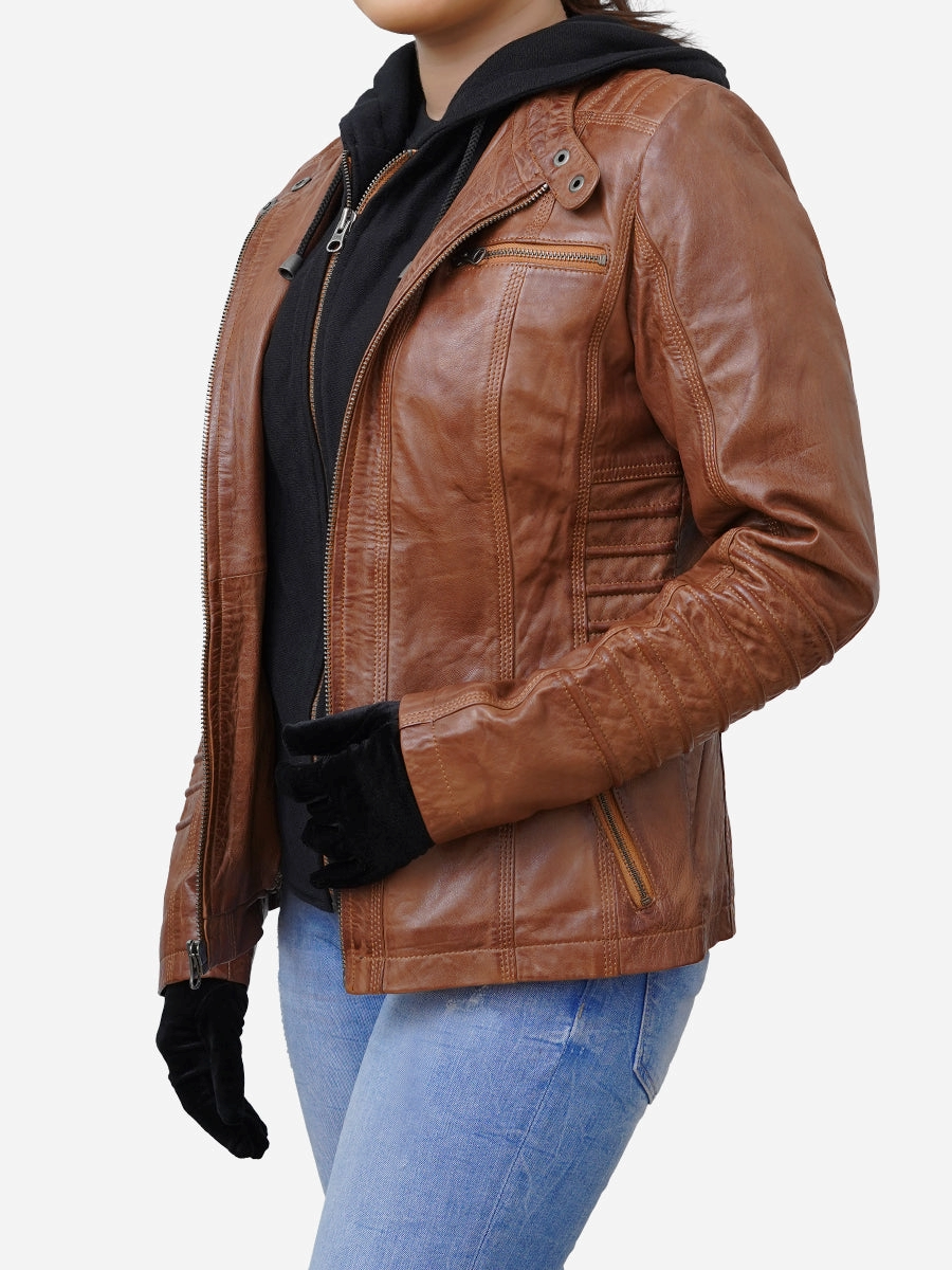 Star max sports lara brown bomber leather jacket,,,,,