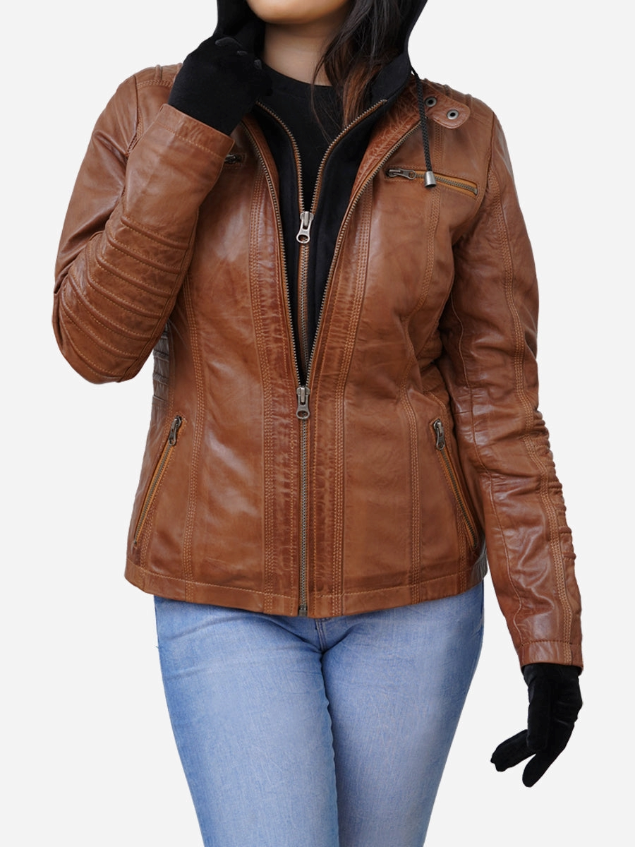 Star max sports lara brown bomber leather jacket,,.. ,.