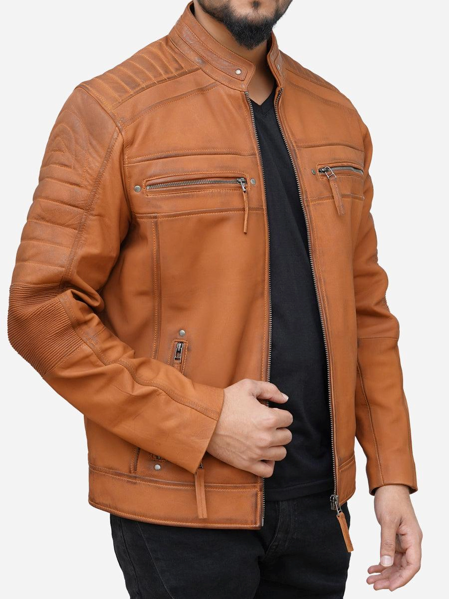 Star max sports lavish café racer brown leather jacket..