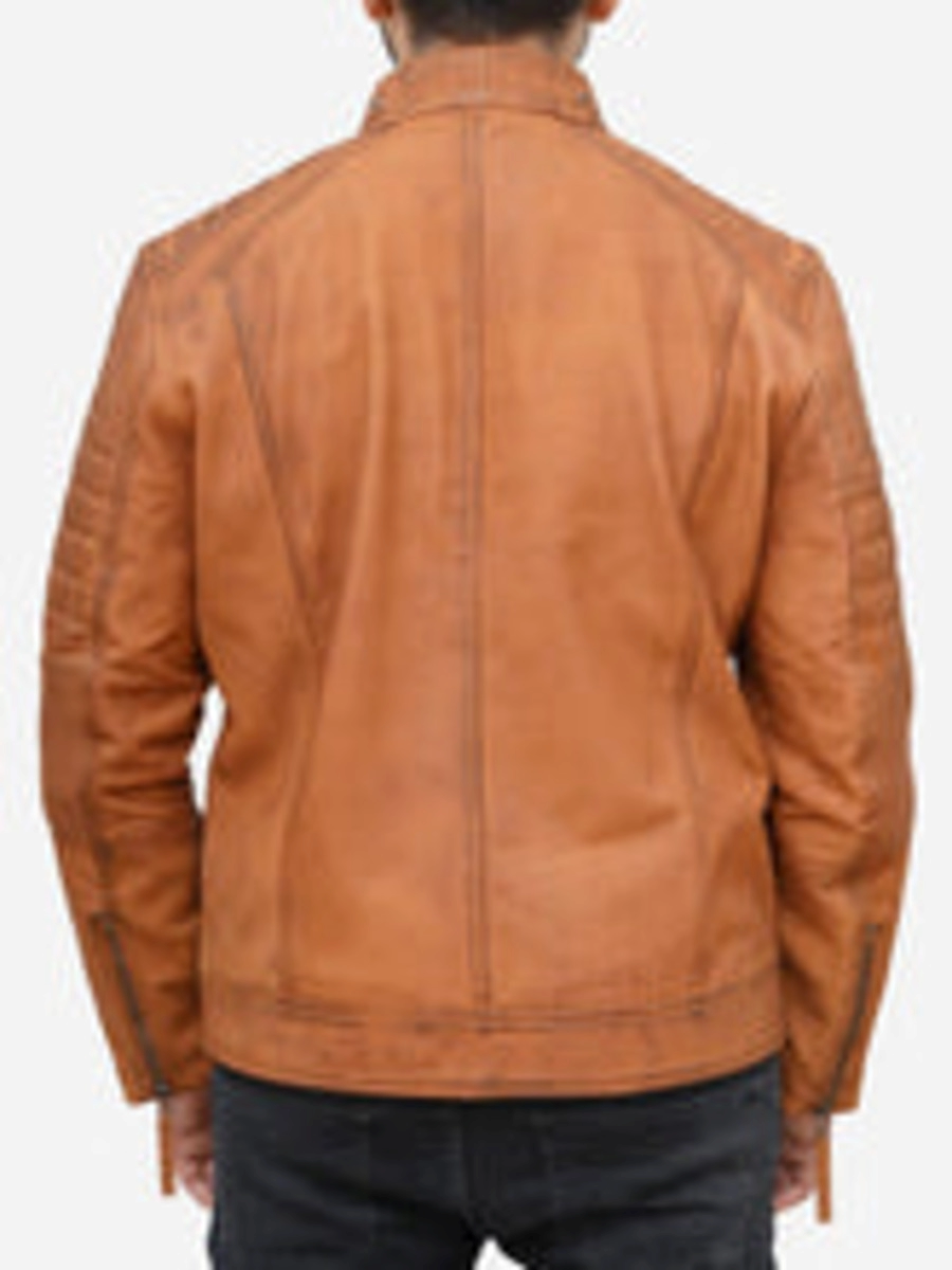 Star max sports lavish café racer brown leather jacket,. ,. ,.