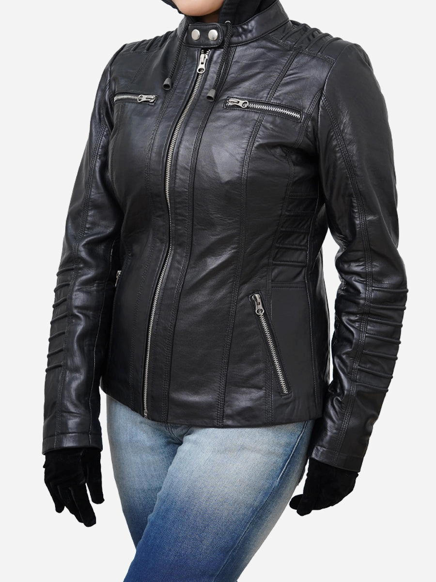 Star max sports lushia black bomber leather jacket,…..