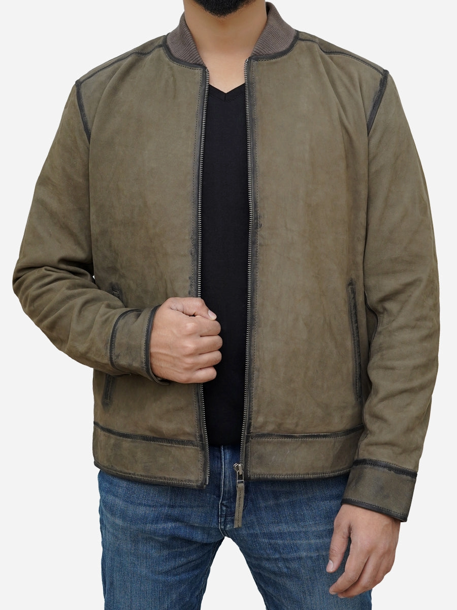 Star max sports olive green casual seldin bomber leather jacket,,.. ,,.