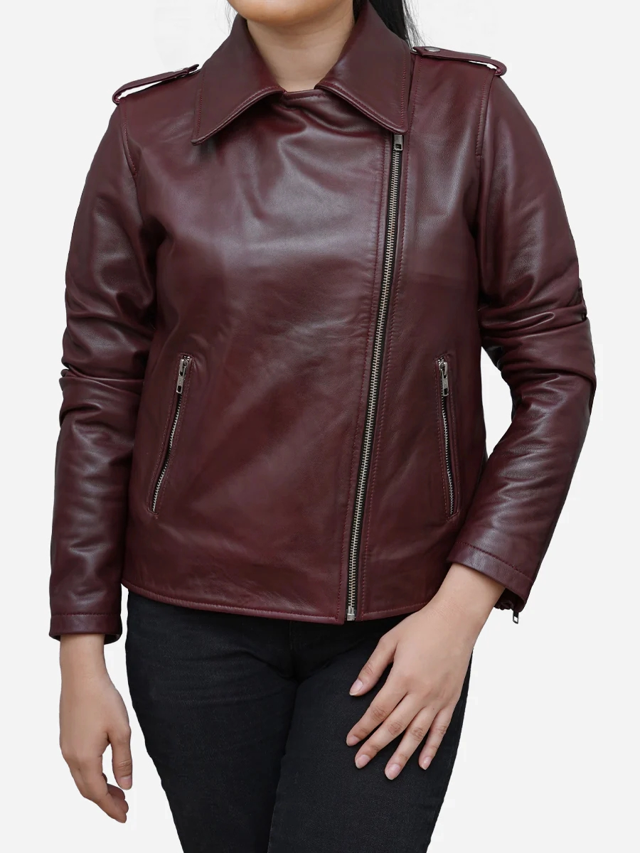 Star max sports rika maroon race leather jacket