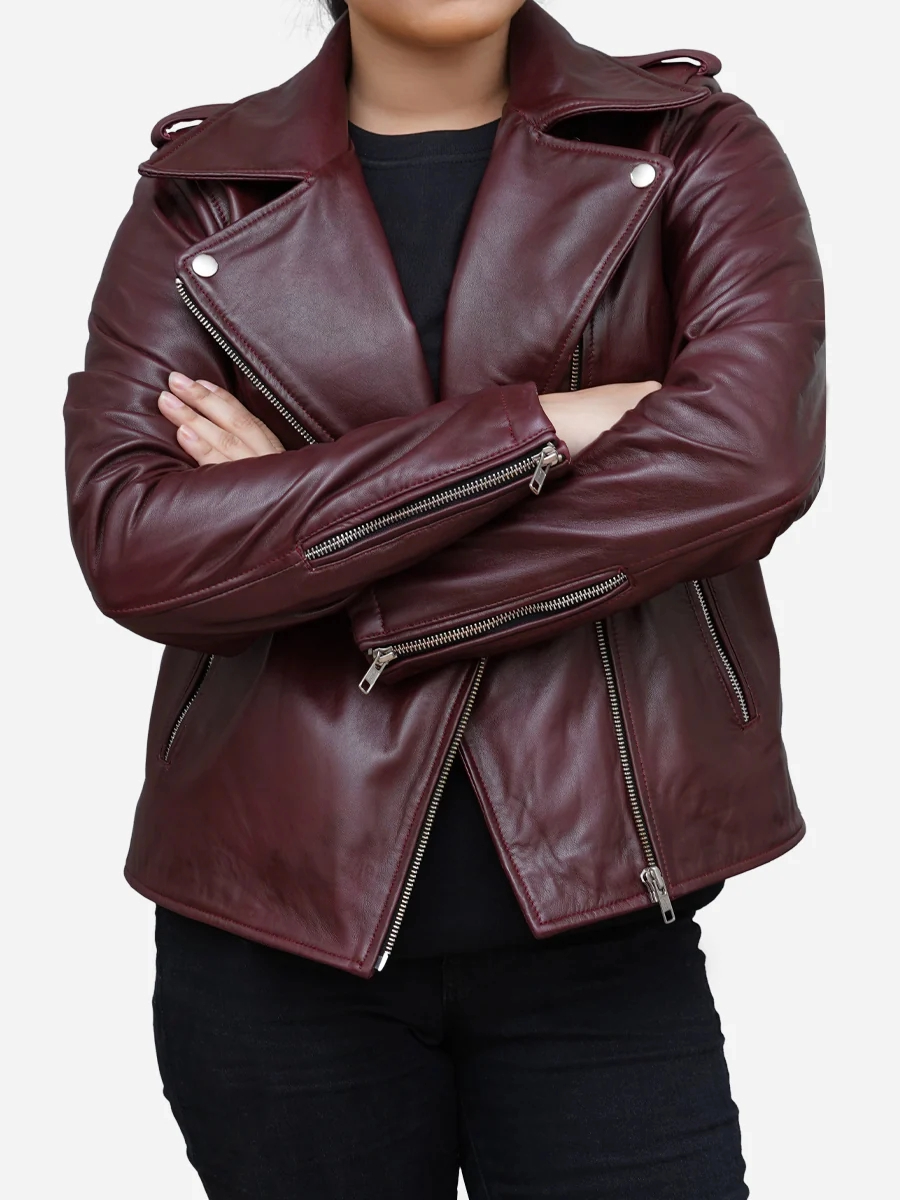 Star max sports rika maroon race leather jacket,,