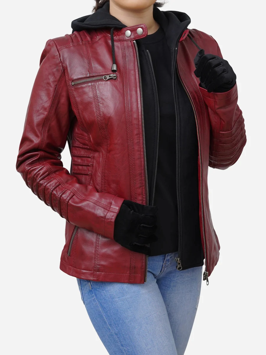 Star max sports rusberry red bomber leather jacket,,,,