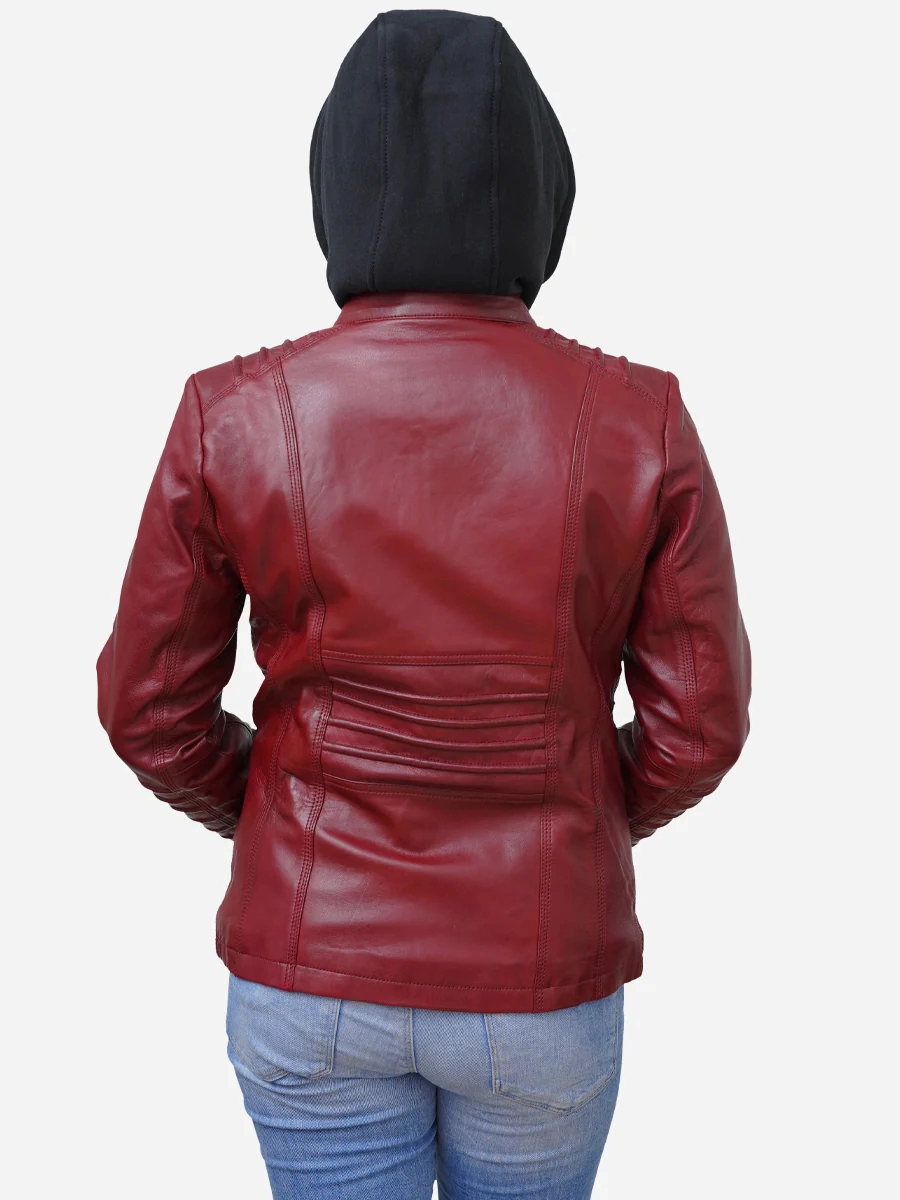 Star max sports rusberry red bomber leather jacket,