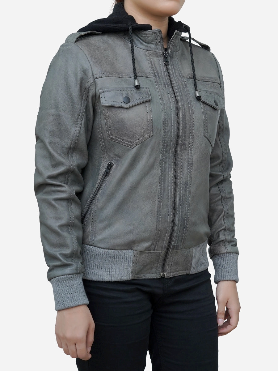 Star max sports vox cloud grey bomber leather jacket,,,,