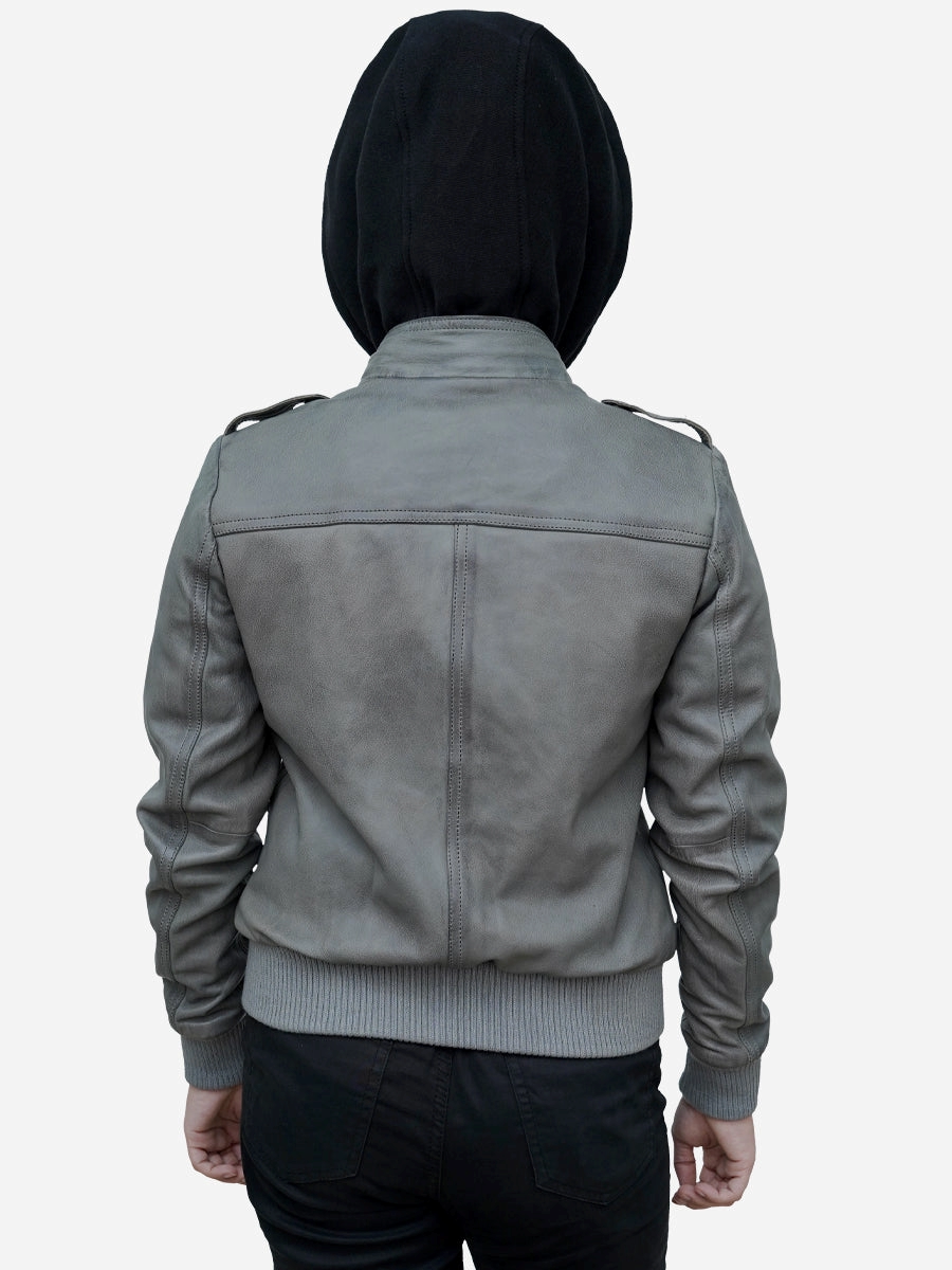 Star max sports vox cloud grey bomber leather jacket,,