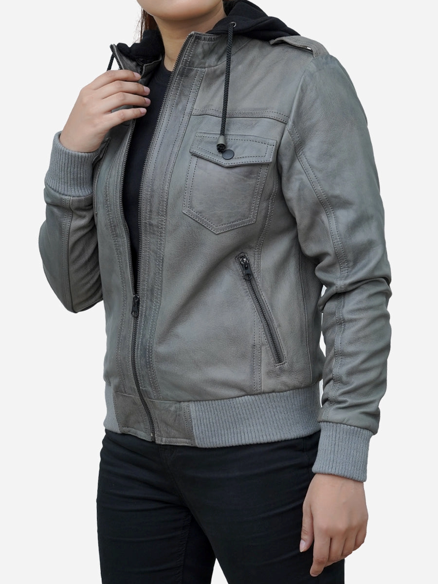 Star max sports vox cloud grey bomber leather jacket,. ,.